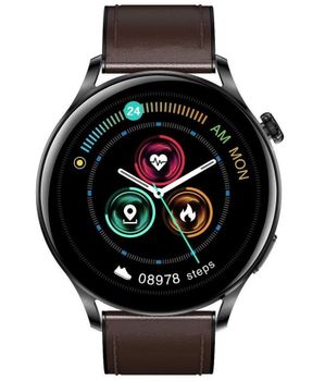 Smartwatch męski Garett skórzany ciemny brąz pasek Men Elegance Ciemny (1).jpg